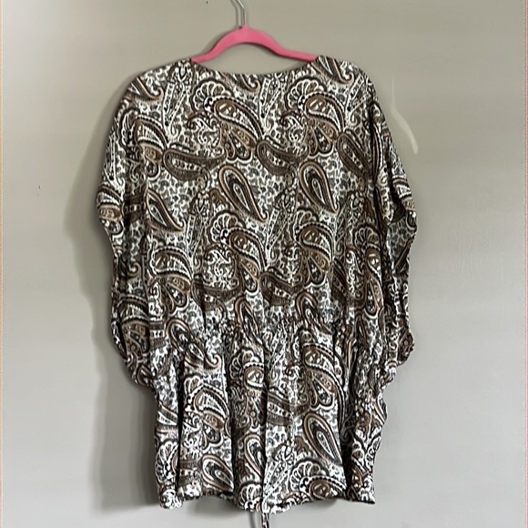 MICHAEL Michael Kors Satin V-Neck Paisley Print Dolman Sleeve Blouse - Picture 7 of 12